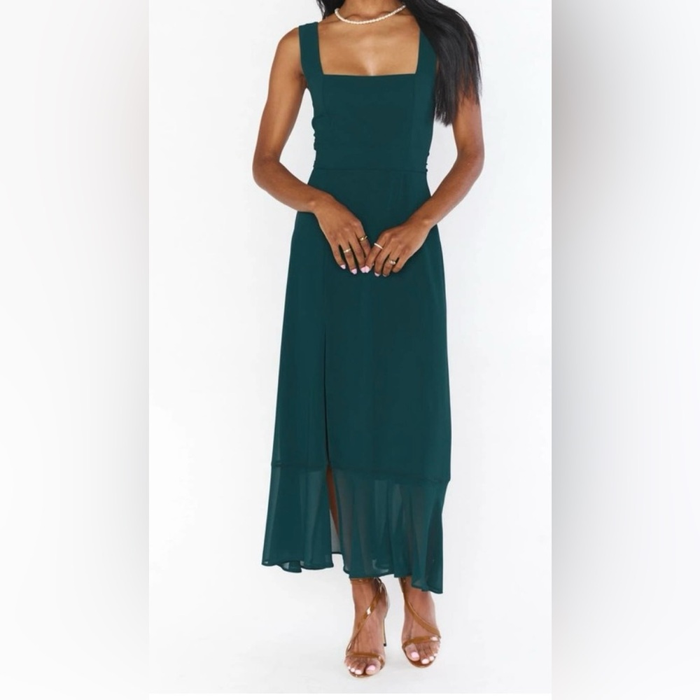 Show Me Your Mumu -Claire Midi Dress- Emerald Chiffon - Size Small-NWT